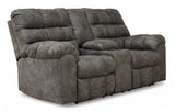 Derwin Reclining Loveseat with Console - Concrete