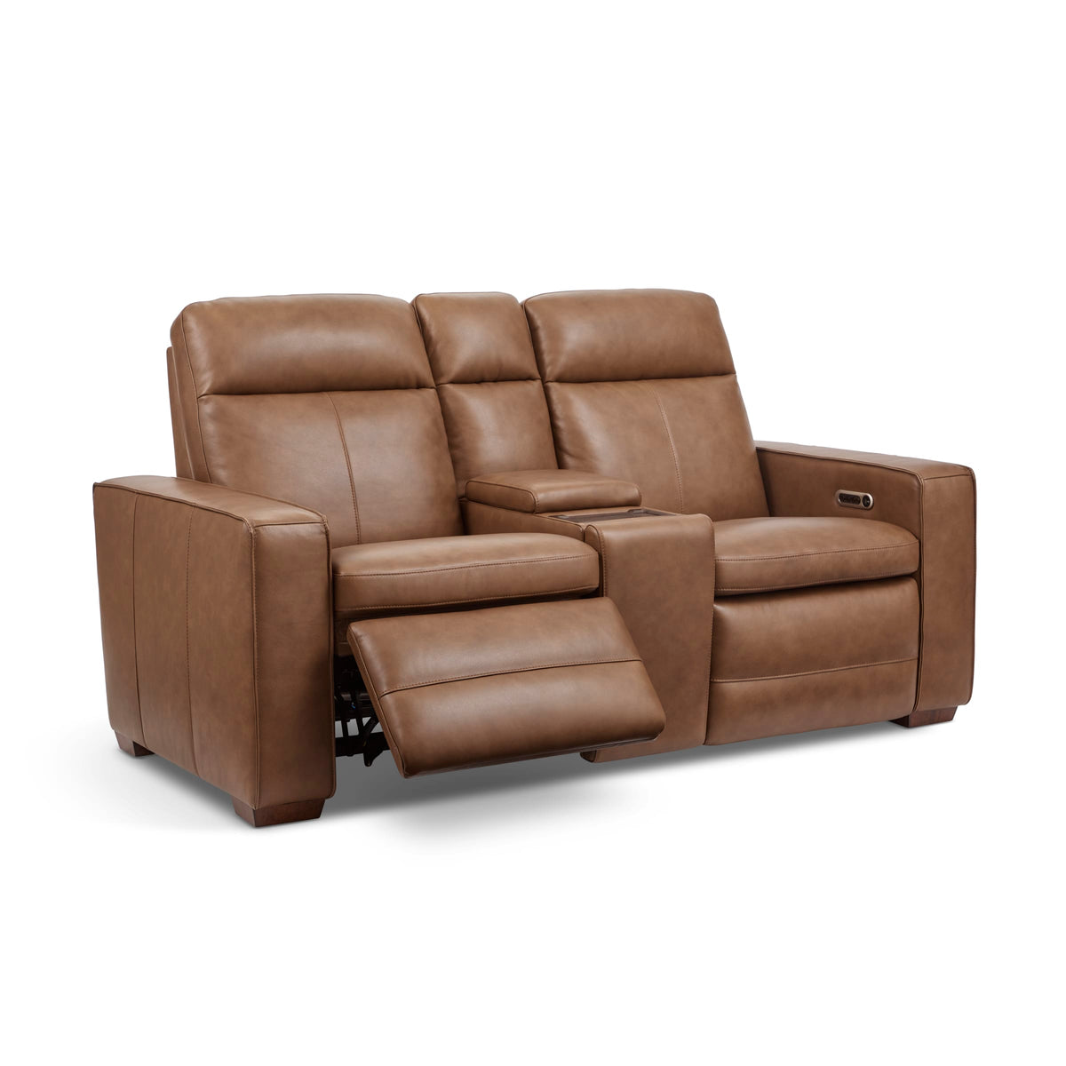 Flexsteel Dutch Power Reclining Loveseat with Console, Power Headrest & Lumbar