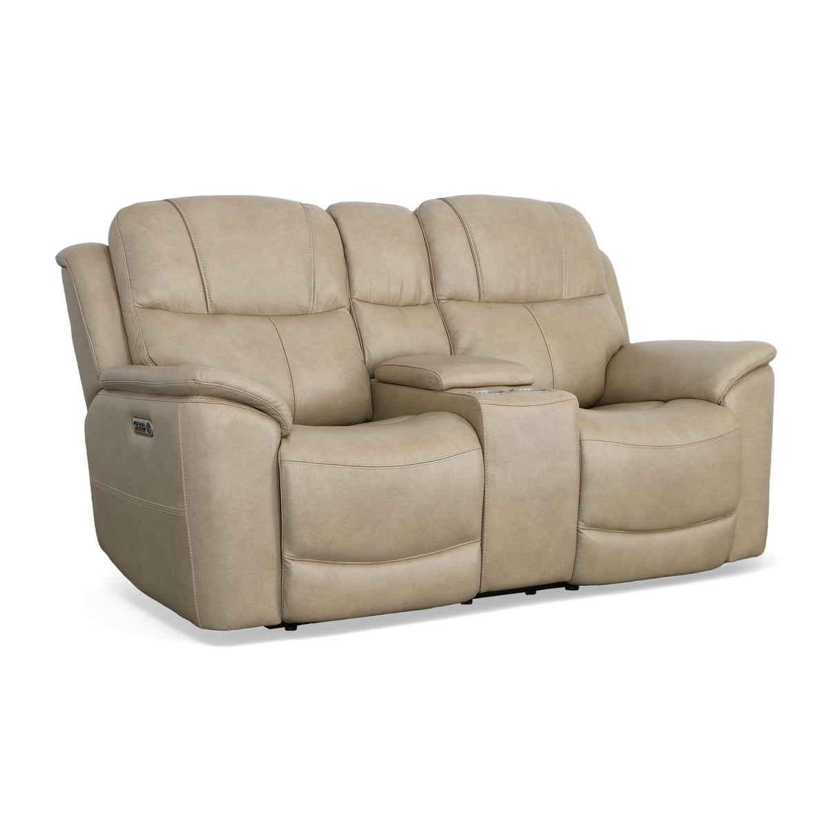 Flexsteel Crew Power Reclining Loveseat with Console, Power Headrests & Lumbar
