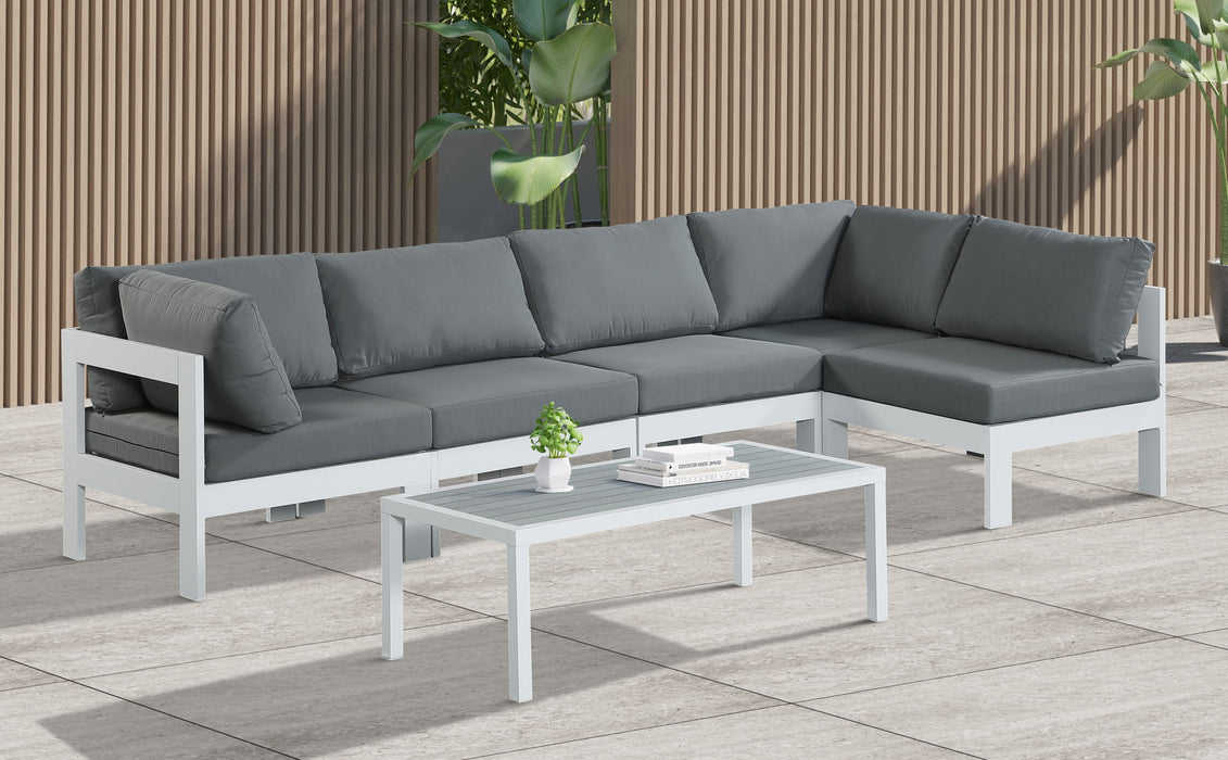 Nizuc - Outdoor Patio 5 Piece Modular Sectional With White Frame