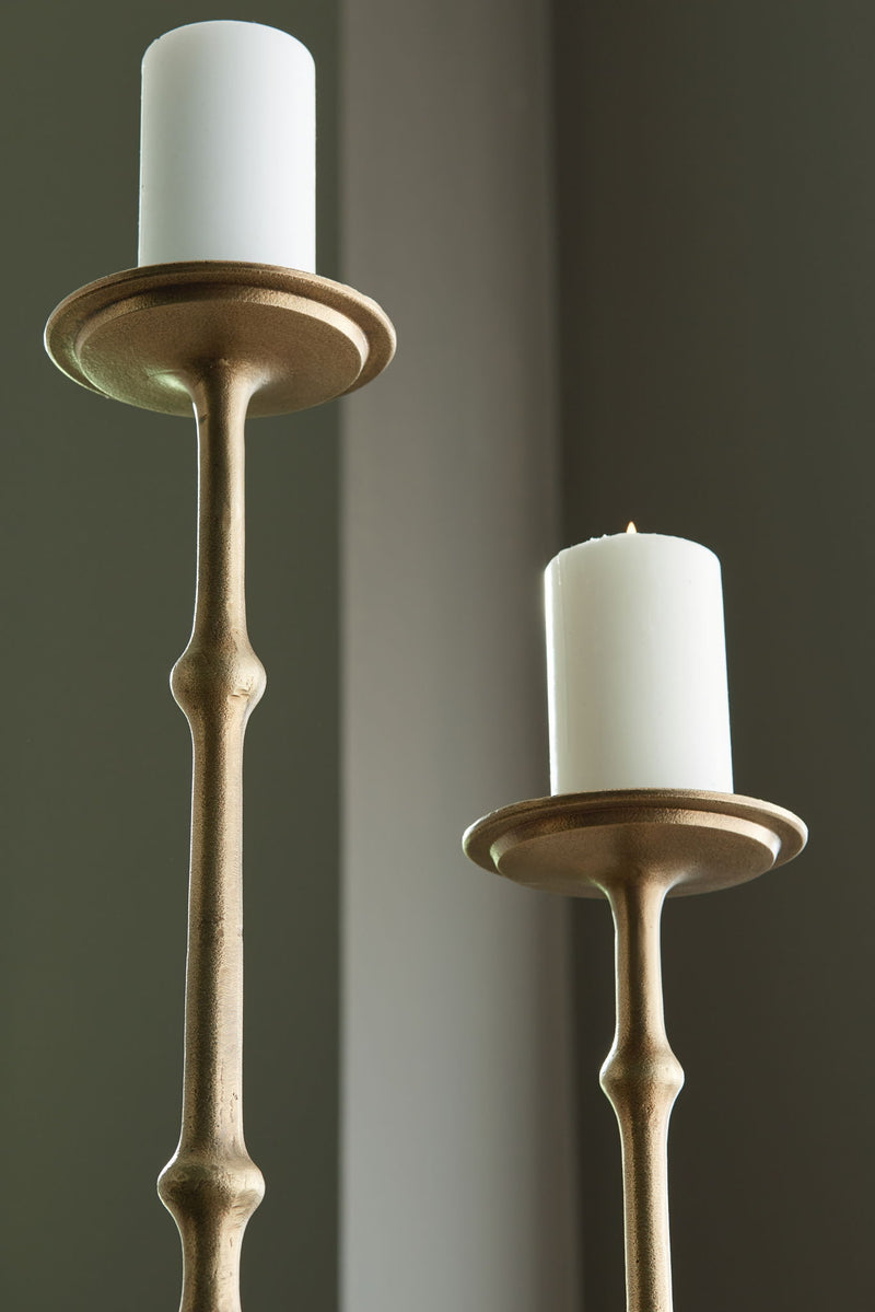 Larwick - Candle Holder Set (Set of 2) - Antique Brass Finish
