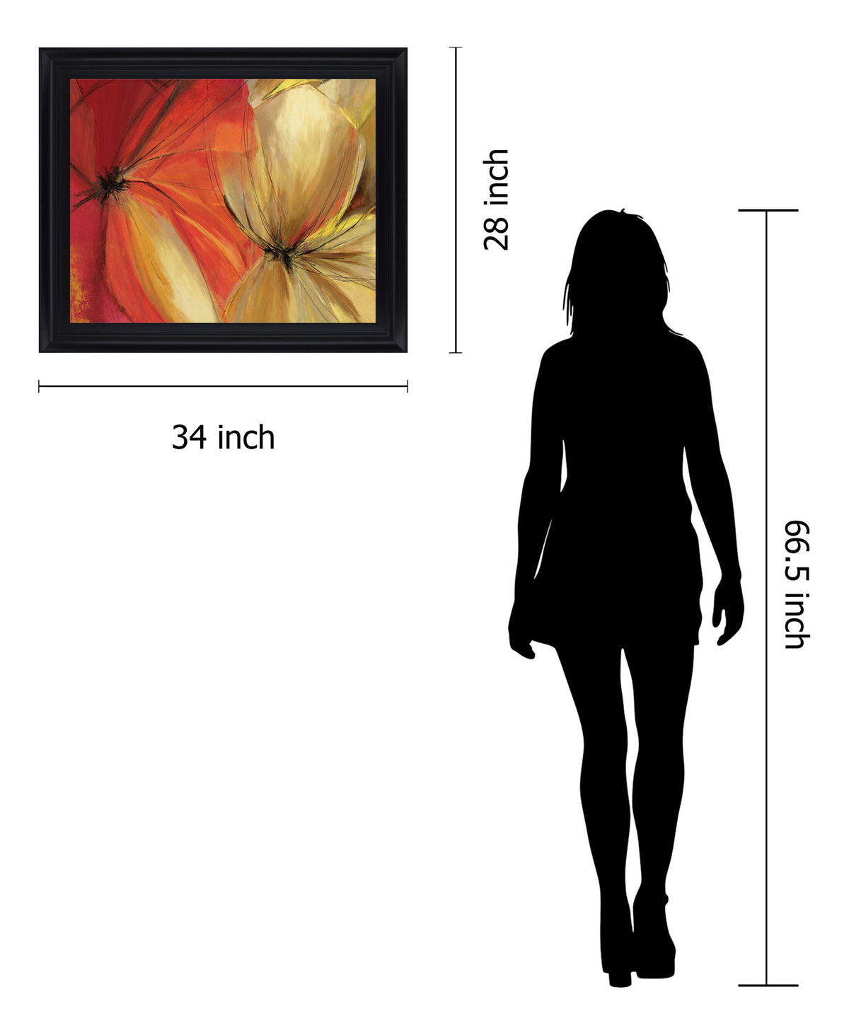Radiant Petal Whisper - 28" x 34" Framed Wall Art - Orange