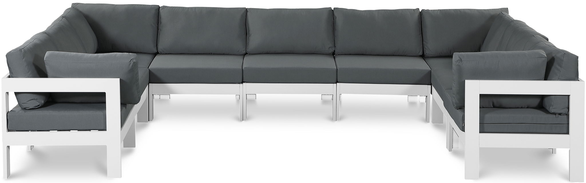 Nizuc - Outdoor Patio 9 Piece Modular Sectional With White Frame
