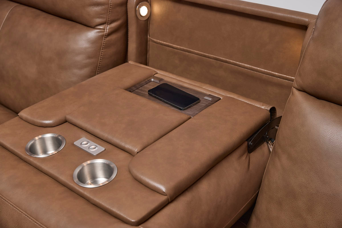 Flexsteel Dutch Power Reclining Sofa with Console, Power Headrest, & Lumbar