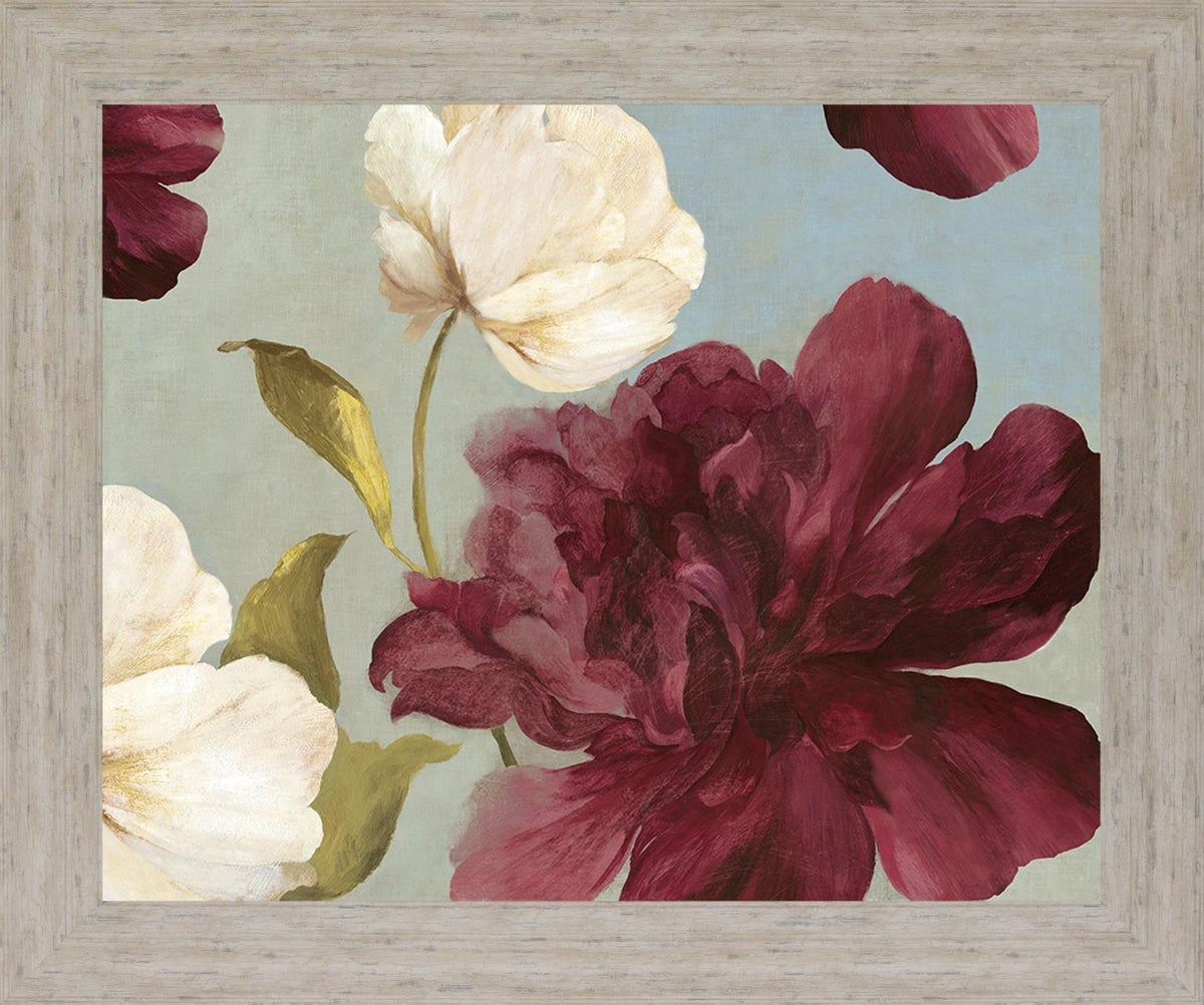 Wine Blossom Drift - 28" x 34" Framed Wall Art - Dark Red