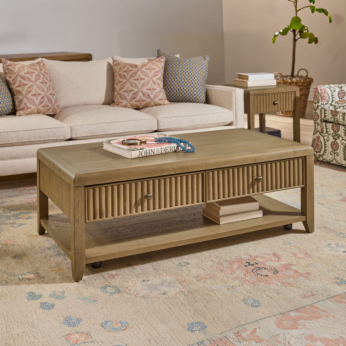 Flexsteel Reed Rectangular Coffee Table with Casters