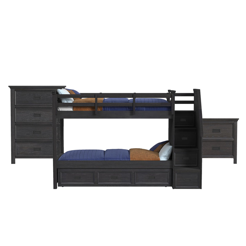Hampton Kids - Bunk With Staircase And Trundle Bedroom Set