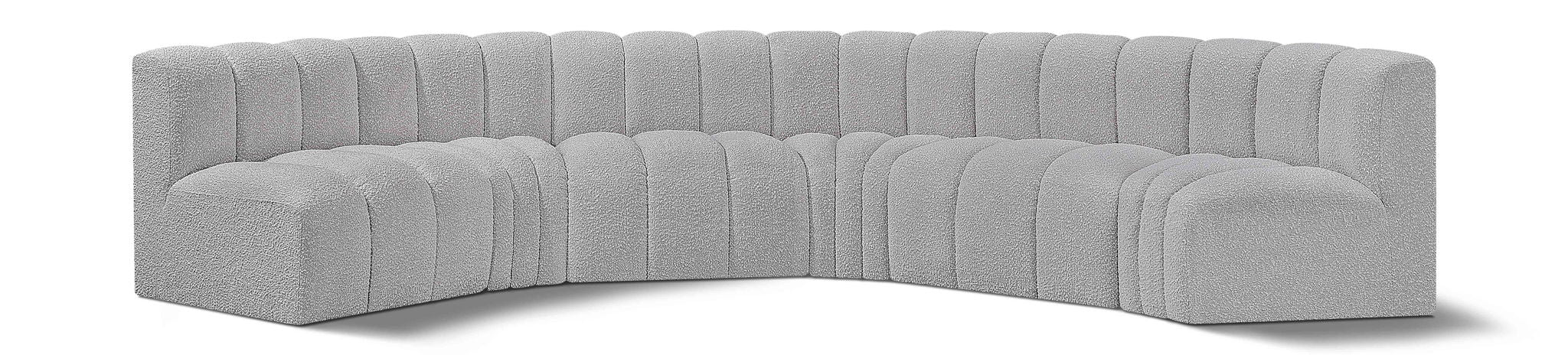 Arc - Boucle Fabric 6 Piece U-Shaped Modular Sofa