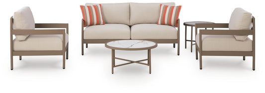 Bluff Trail - Loveseat, Lounge Chairs, Tables Set (Set of 5) - Beige