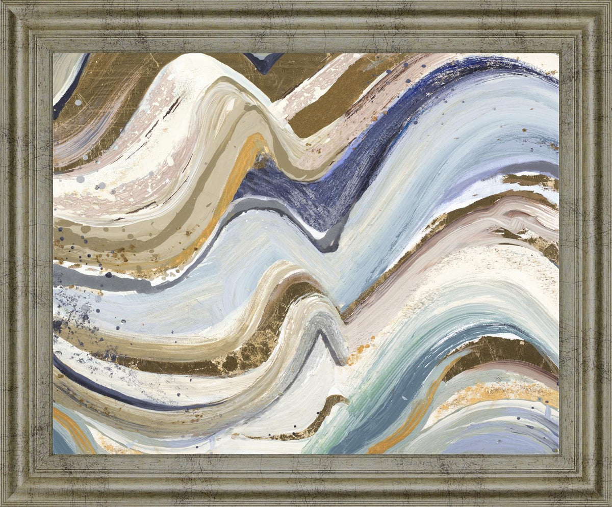 Golden Crest Waves - 28" x 34" Framed Wall Art - Beige