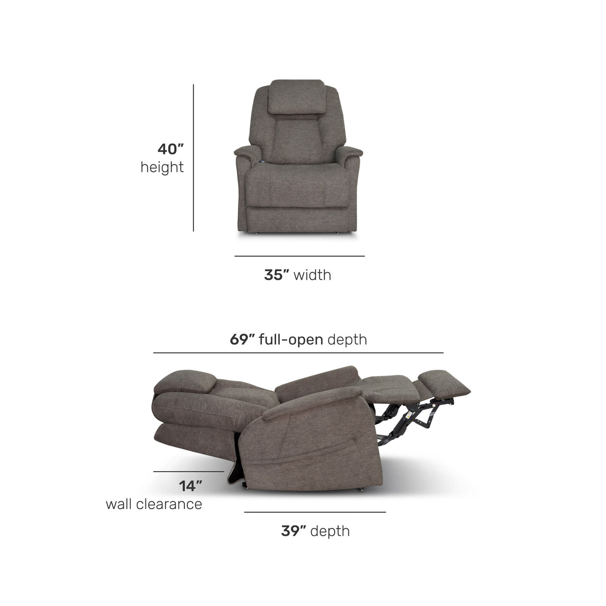 Flexsteel Zecliner Model 3+ Petite Power Lift Recliner with Power Headrest, Lumbar, Heat & Massage