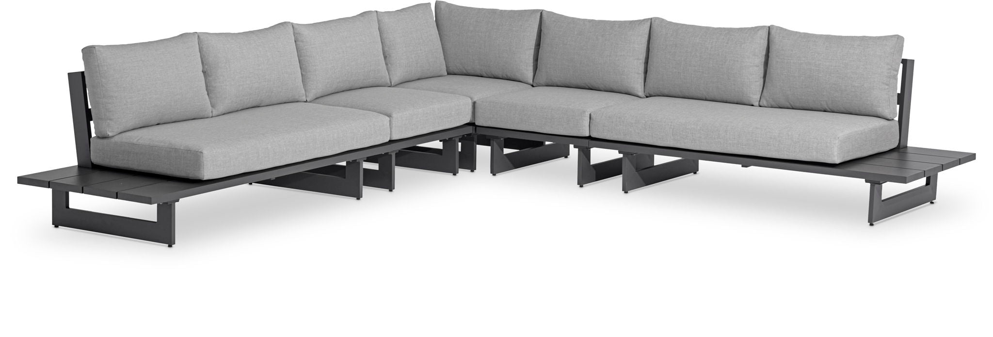 Maldives - 5 Piece Water Resistant Outdoor Patio Modular Sectional With Gray Base