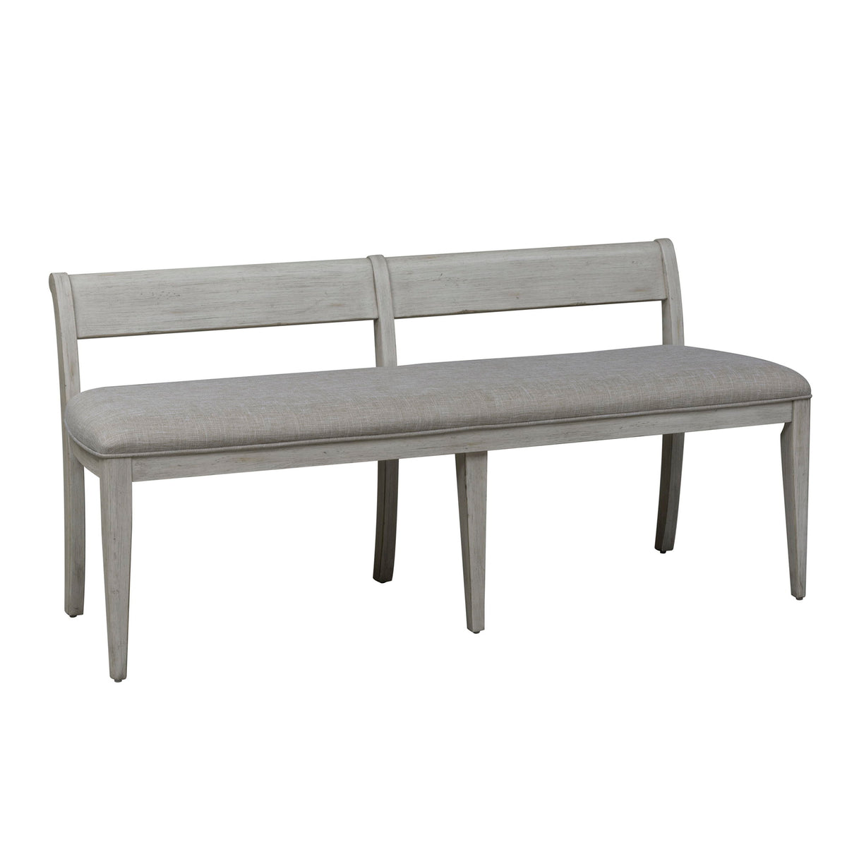 Farmhouse Reimagined - Upholstered Bench - Antique White / Chestnut Tops