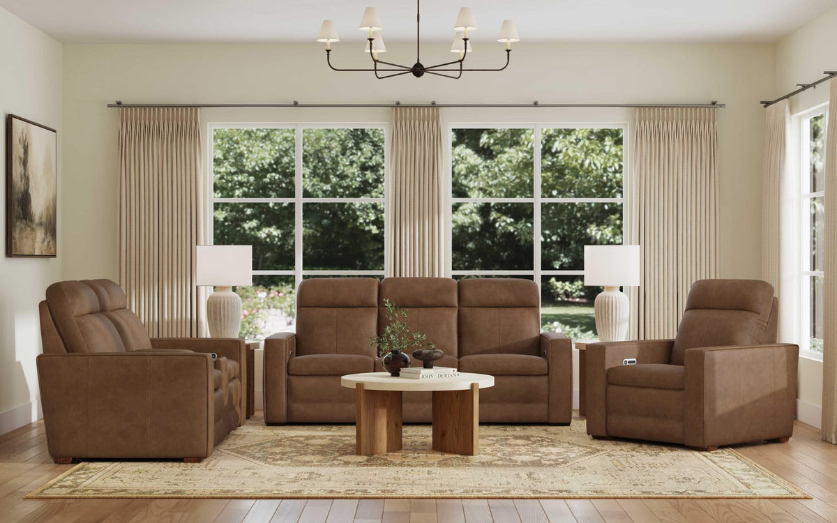 Flexsteel Dutch Power Reclining Sofa with Console, Power Headrest, & Lumbar