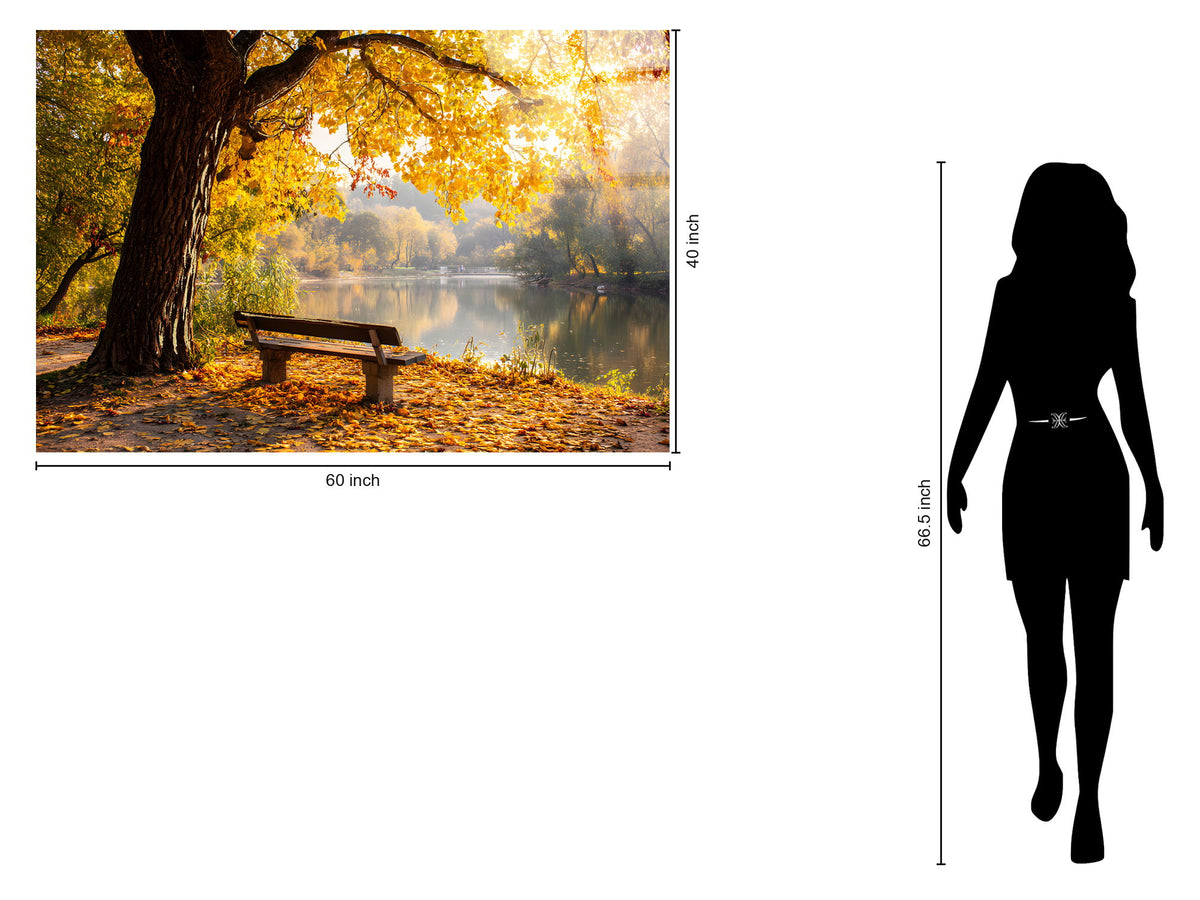 Autumn Lakeside Tempered Glass With Foil - Gold / Brown