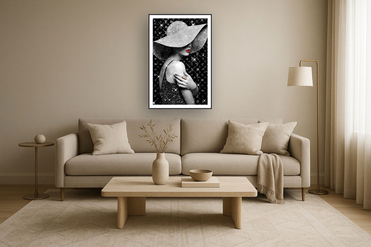 Silver Allure Portrait - 47" x 32" Framed Wall Art - Black
