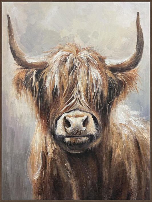 "Highland Majesty" Hand-Painted Canvas In Frame - Brown