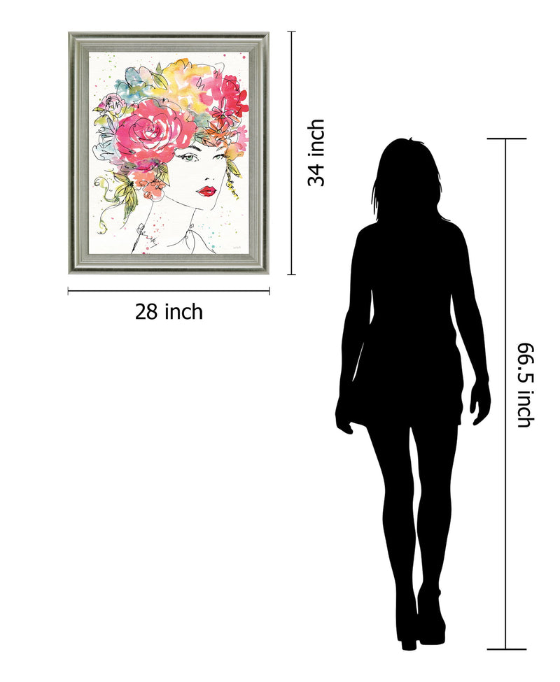 Whimsical Bloom Portrait - 28" x 34" Framed Wall Art - Pink
