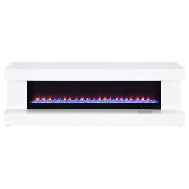 Mallory TV Stand Fireplace Console Bluetooth Speaker White High Gloss