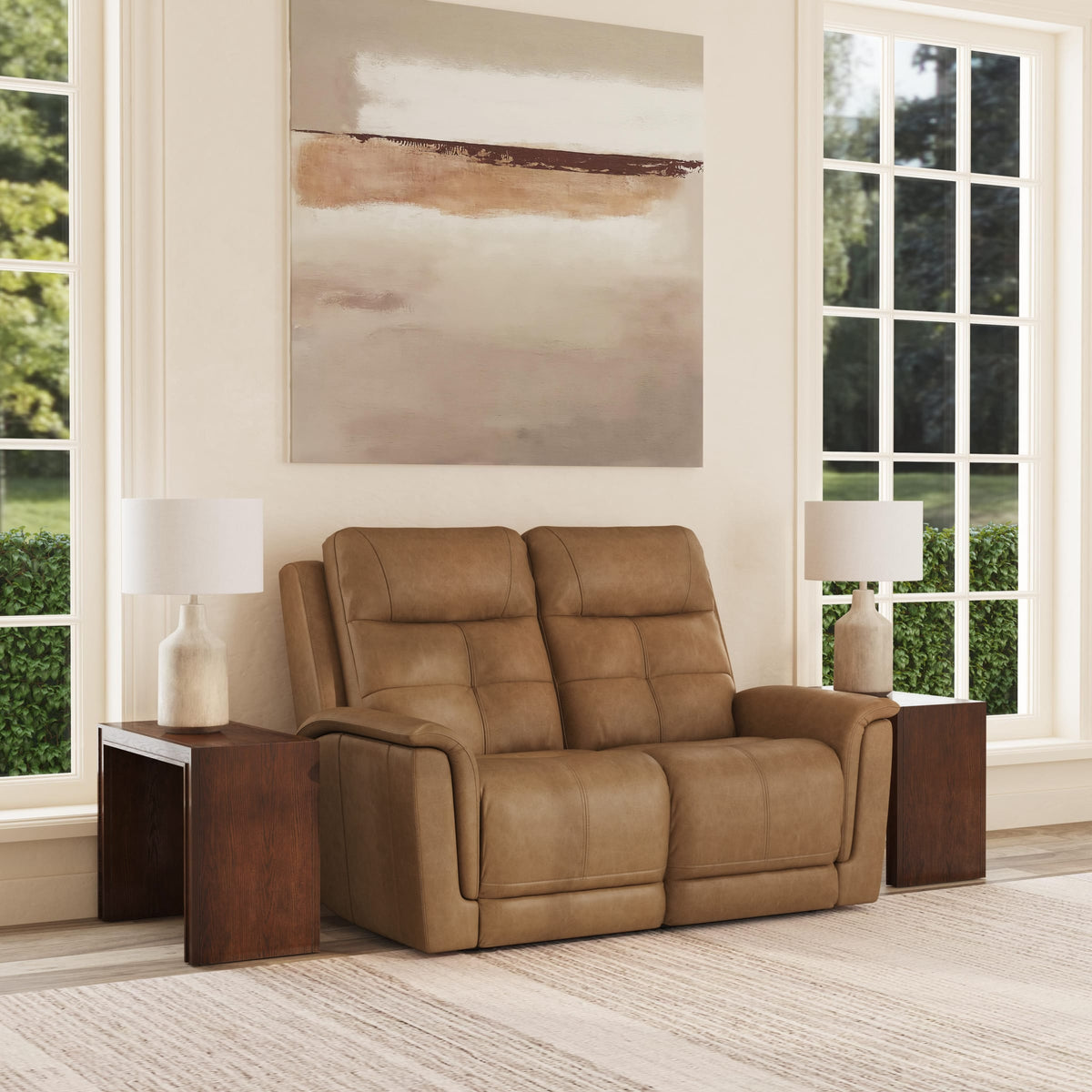 Flexsteel Ranger Power Reclining Loveseat with Power Headrest, Lumbar, Heat & Massage