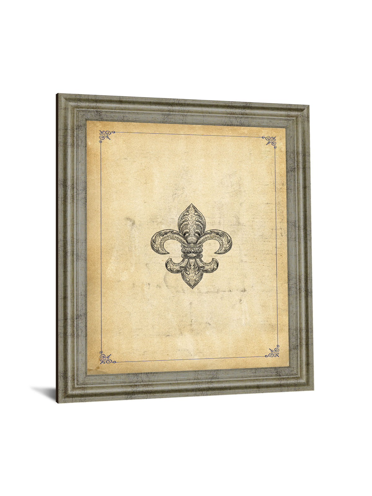 Classic Fleur Crest - 28" x 34" Framed Wall Art - Beige