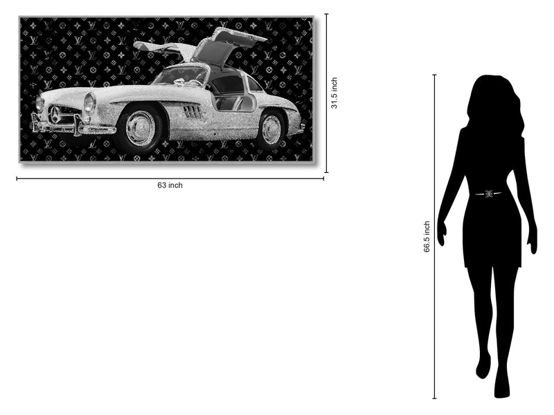Gullwing Sparkle - 32" x 63" Framed Wall Art - Black