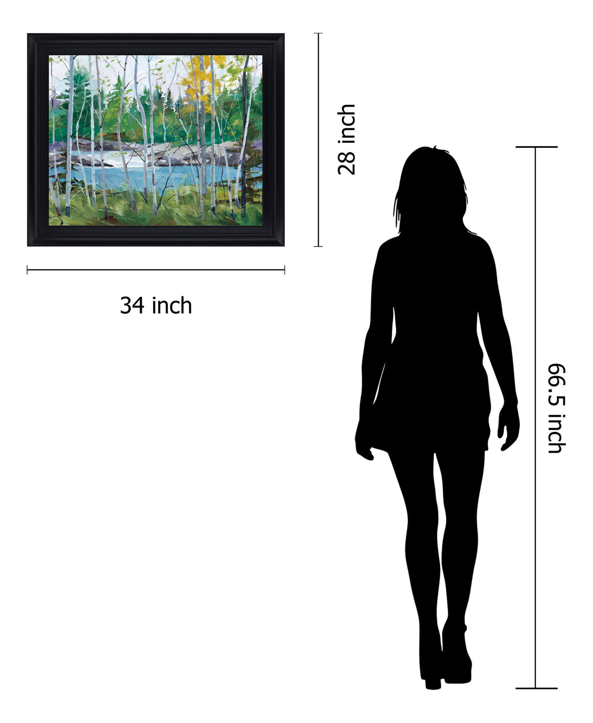 River Birch Vista - 28" x 34" Framed Wall Art - Green