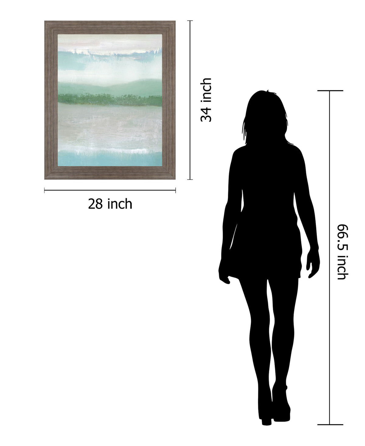 Tranquil Horizon - 28" x 34" Framed Wall Art - Green