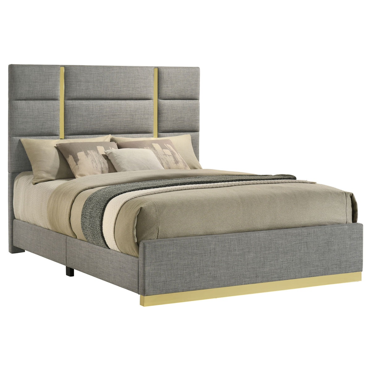 Ines 56-inch Fabric Upholstered Queen Panel Bed Grey