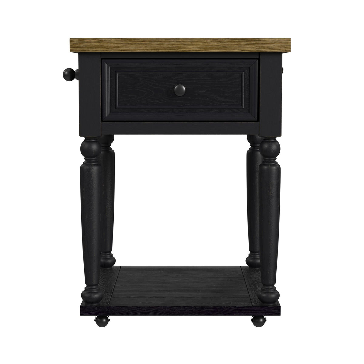 Heritage - Chopping Block Island With Casters - Oak Brown And Black