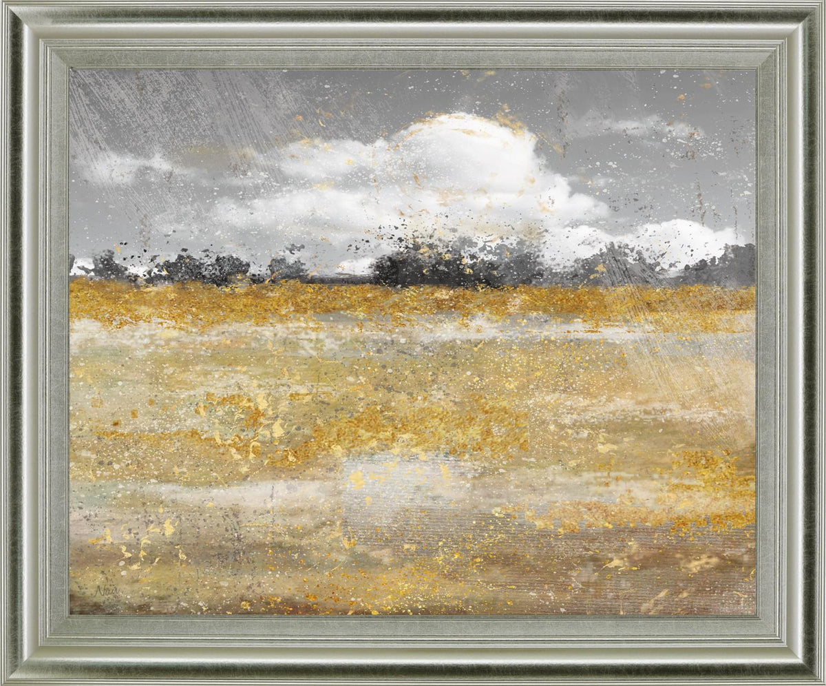 Golden Haze Landscape - 28" x 34" Framed Wall Art - Gold