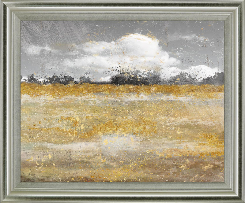 Golden Haze Landscape - 28" x 34" Framed Wall Art - Gold