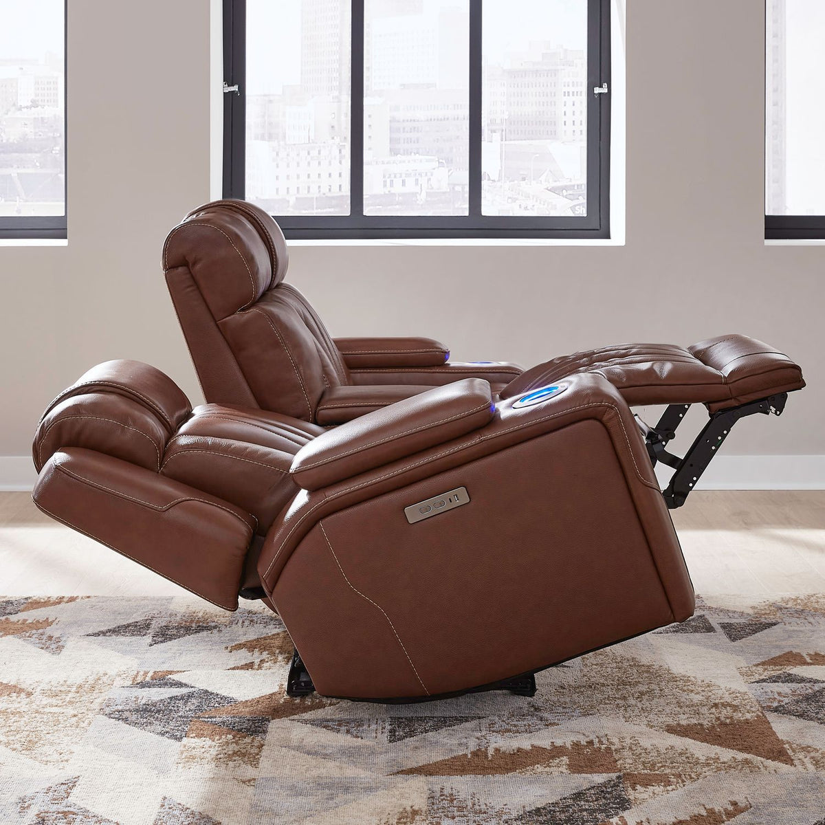 Caswell - Loveseat With Console P2 & ZG - Nature Chestnut