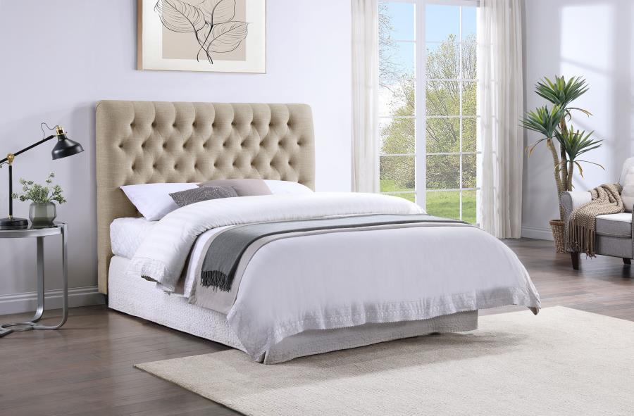 Chloe Upholstered Panel Headboard Oatmeal Full