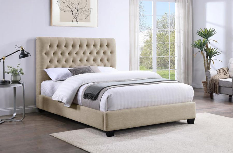 Chloe Upholstered Panel Bed Oatmeal Full