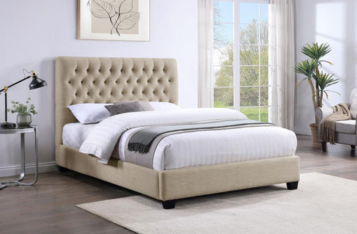 Chloe Upholstered Panel Bed Oatmeal Full