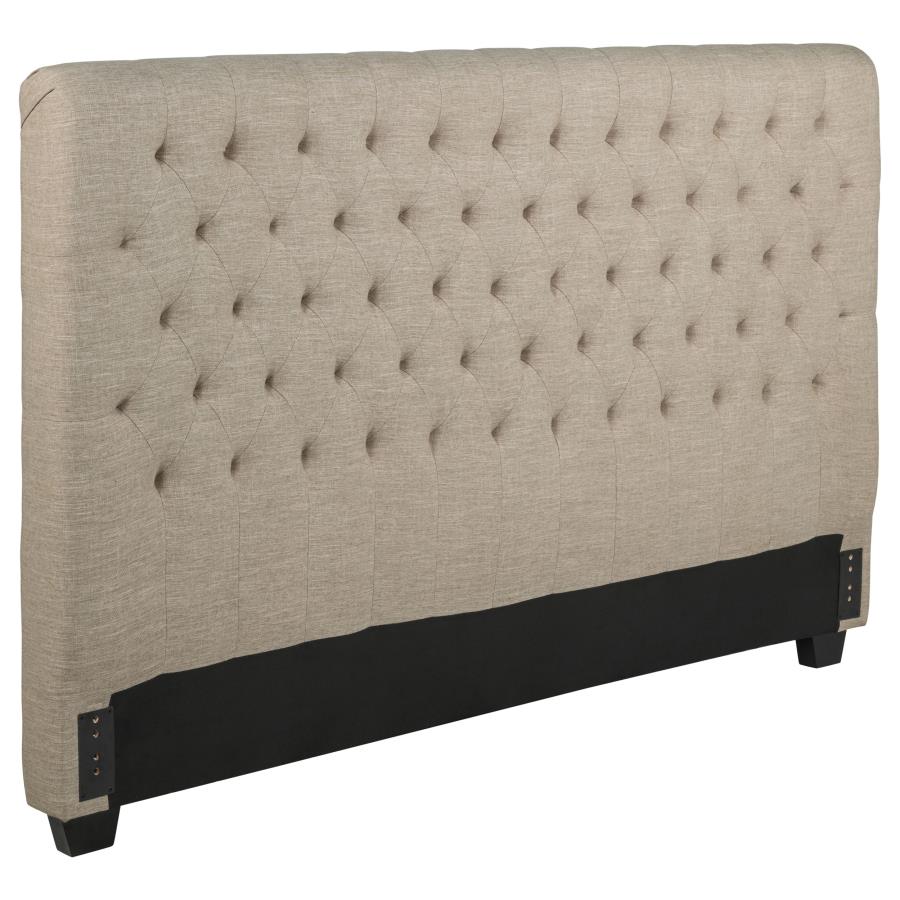 Chloe Upholstered Panel Headboard Oatmeal Eastern King