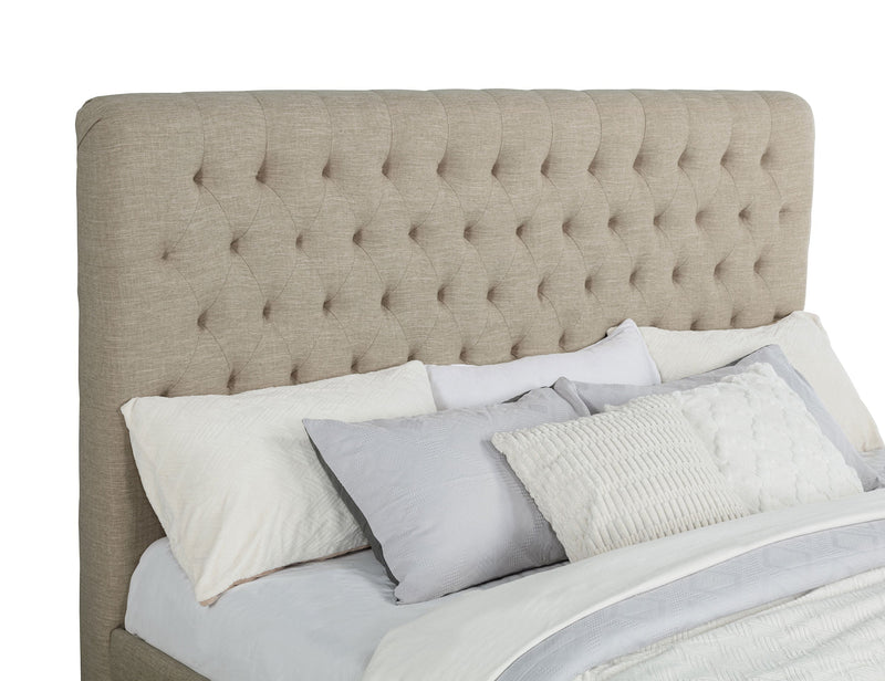 Chloe Upholstered Panel Bed Oatmeal