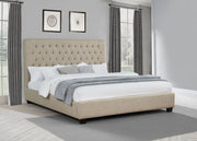 Chloe Upholstered Panel Bed Oatmeal
