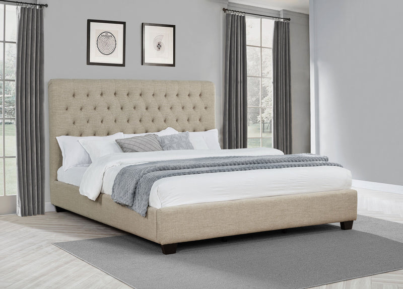 Chloe Upholstered Panel Bed Oatmeal