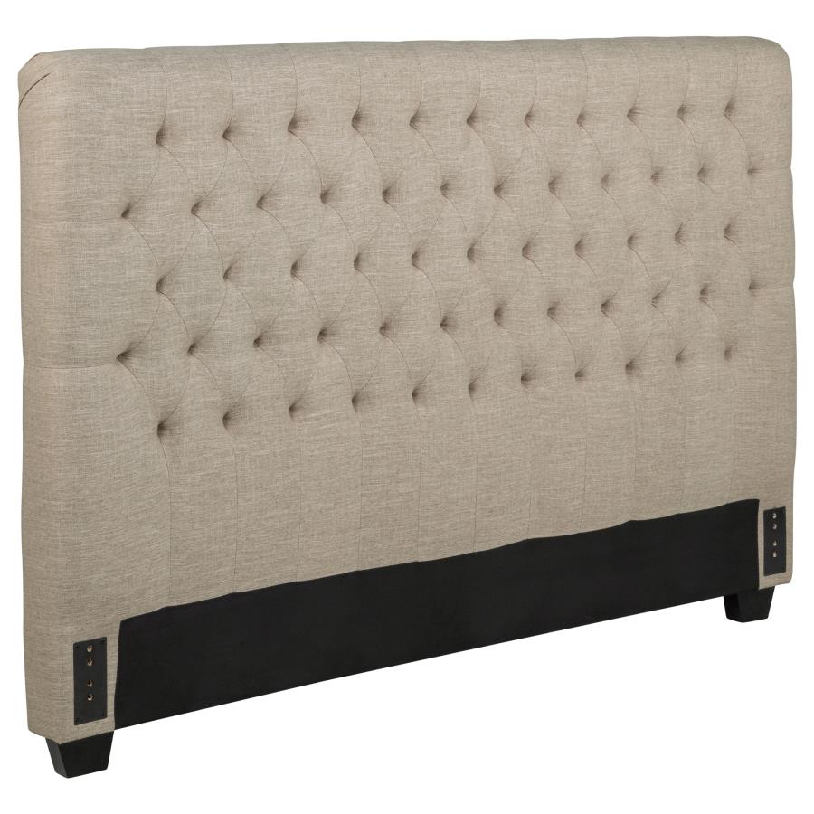 Chloe Upholstered Panel Headboard Oatmeal Queen