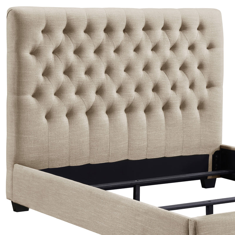 Chloe Upholstered Panel Bed Oatmeal