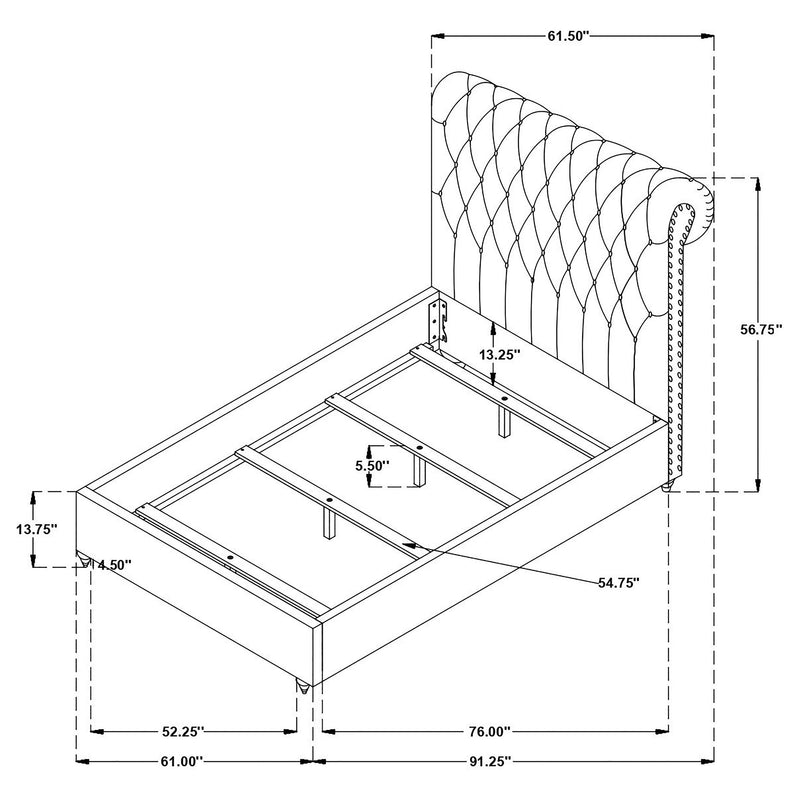 Devon 57-inch Upholstered Panel Bed