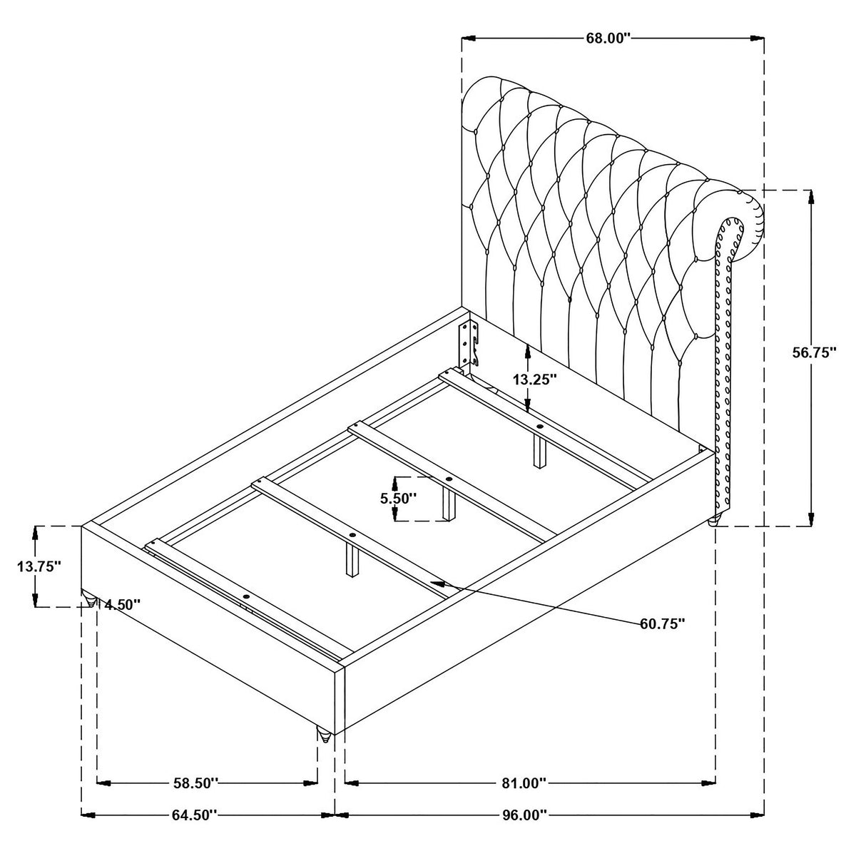 Devon 57-inch Upholstered Panel Bed