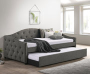 Sadie Upholstered Twin Daybed with Trundle Grey Default Title