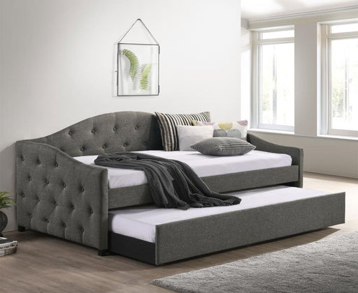 Sadie Upholstered Twin Daybed with Trundle Grey Default Title