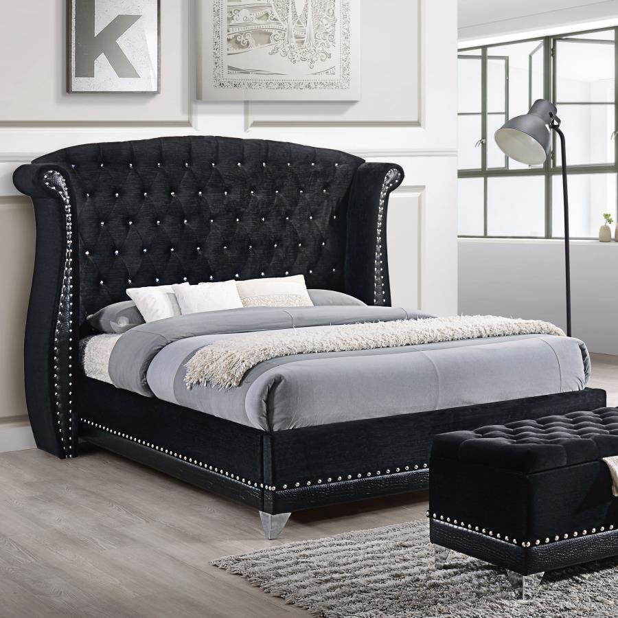 Barzini Upholstered Wingback Bed Black Eastern King