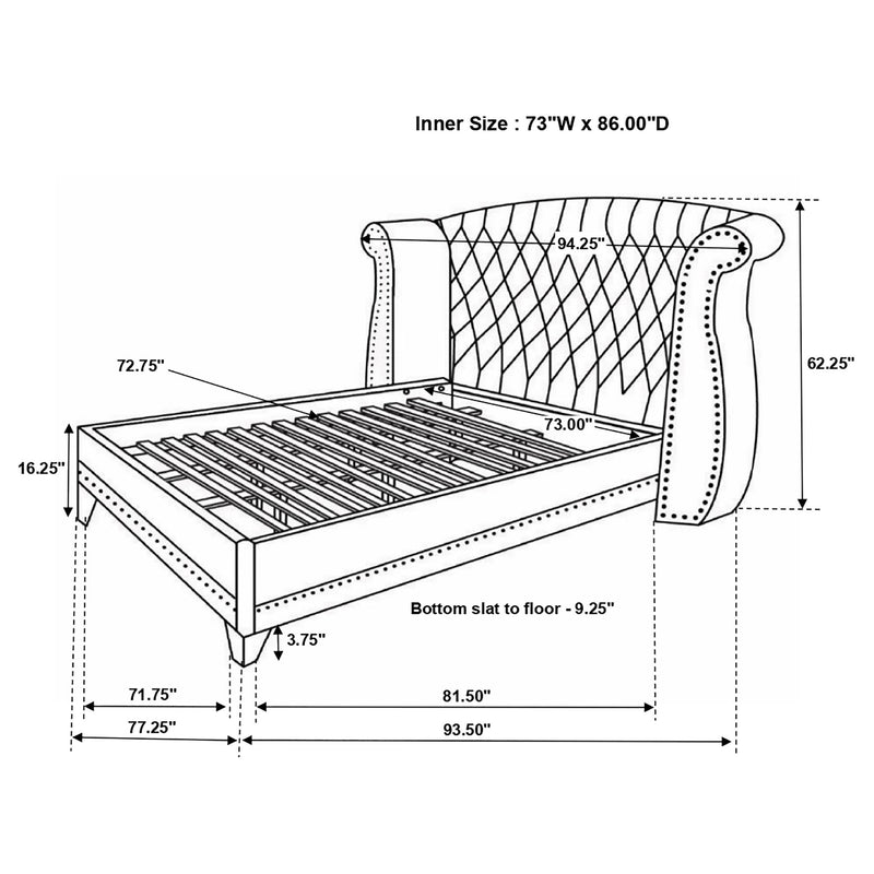 Barzini Upholstered Wingback Bed