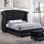 Barzini Upholstered Wingback Bed Black Queen