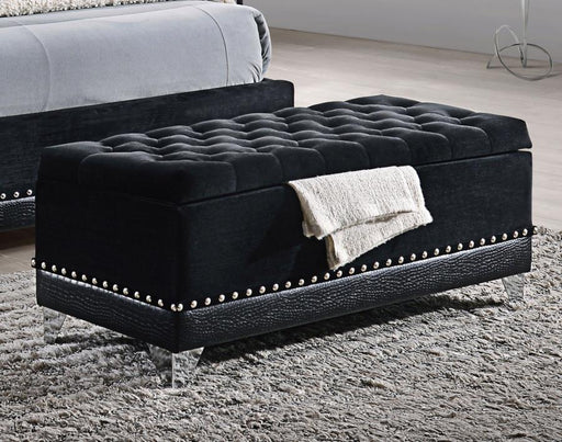 Barzini Velvet Upholstered Tufted Storage Bench Black Default Title
